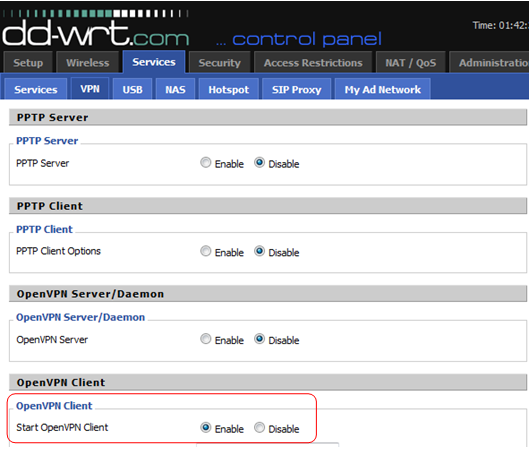 configurare OpenVPN su DD-WRT