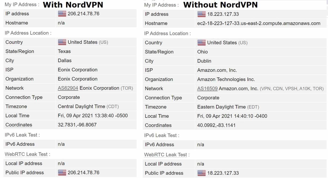 Nordvpn 유출 테스트