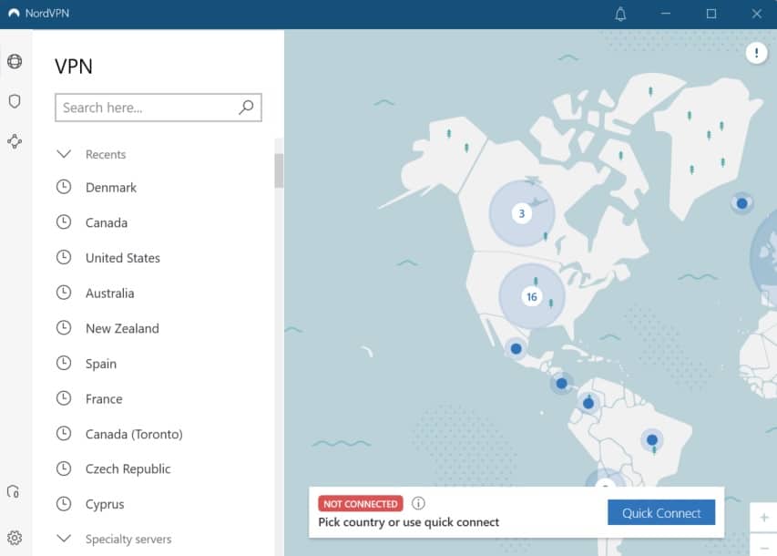 Emplacements des VPN NordVPN