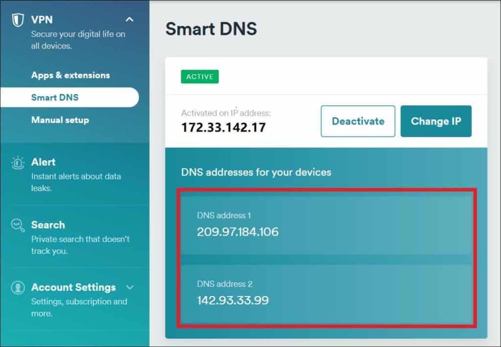 스마트 DNS 활성화