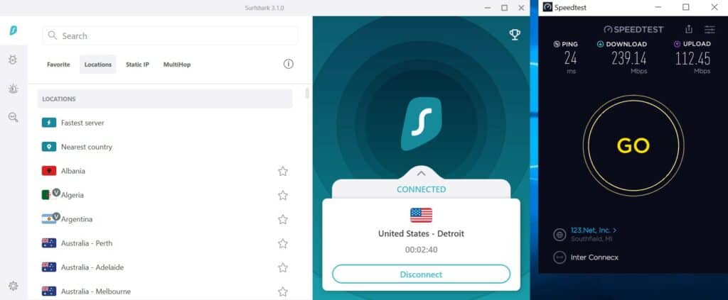surfshark 속도 테스트