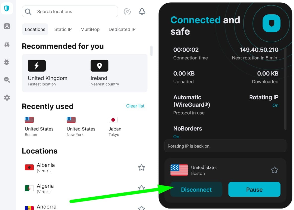 Screenshot showing Surfshark's main page