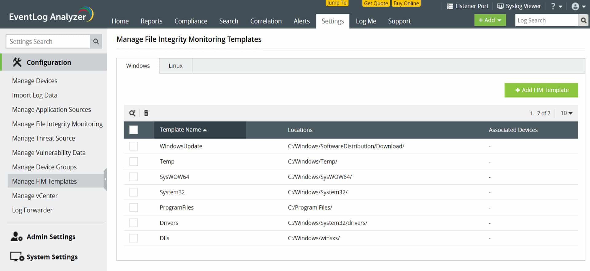 EventLog Analyzer umfasst Dateiintegritätsüberwachung