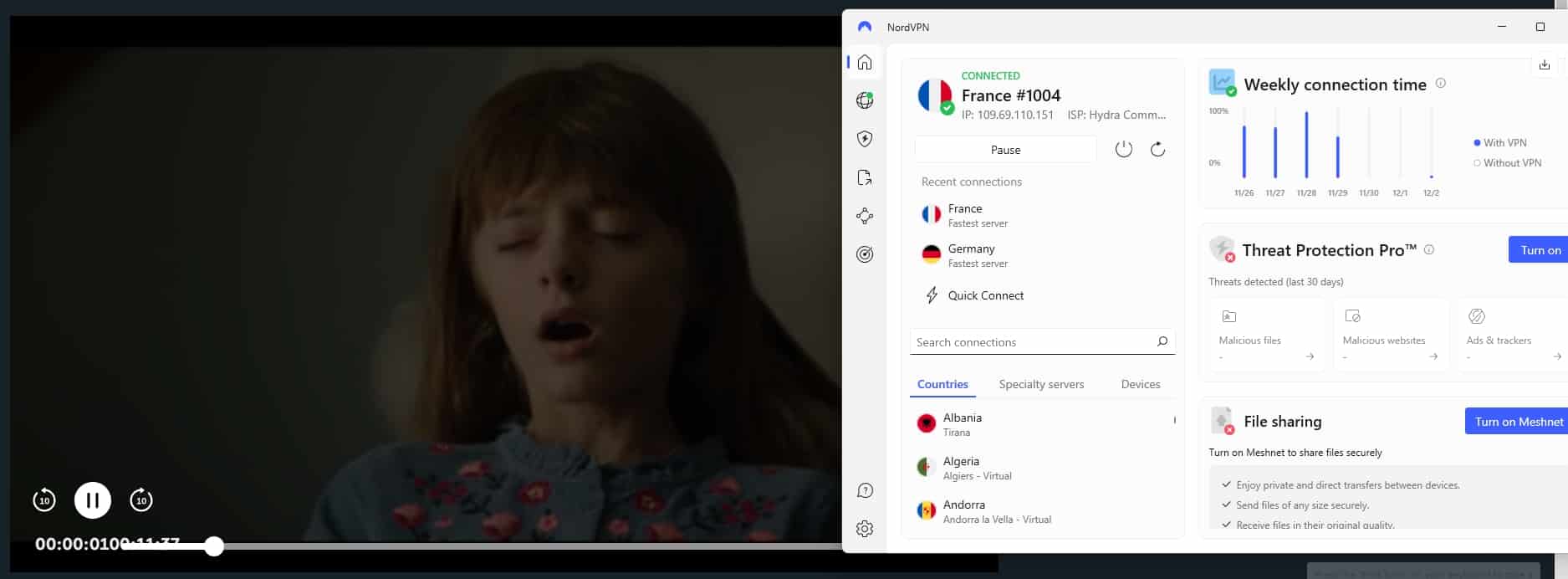 Streaming France TV using NordVPN.