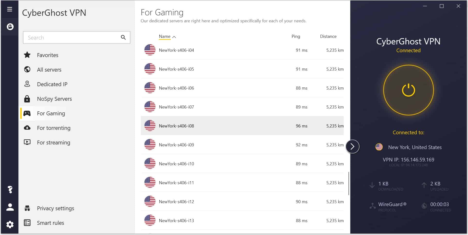 server di gioco di CyberGhost