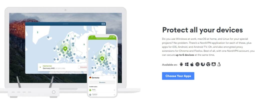 Page d’accueil NordVPN protégez tous vos appareils