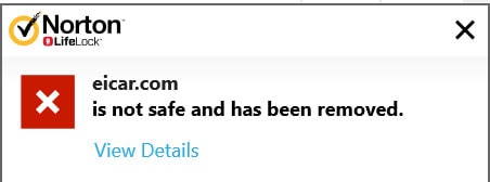Norton eicar removed