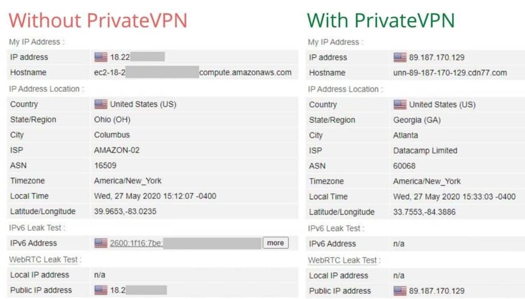 PrivateVPN 유출 테스트