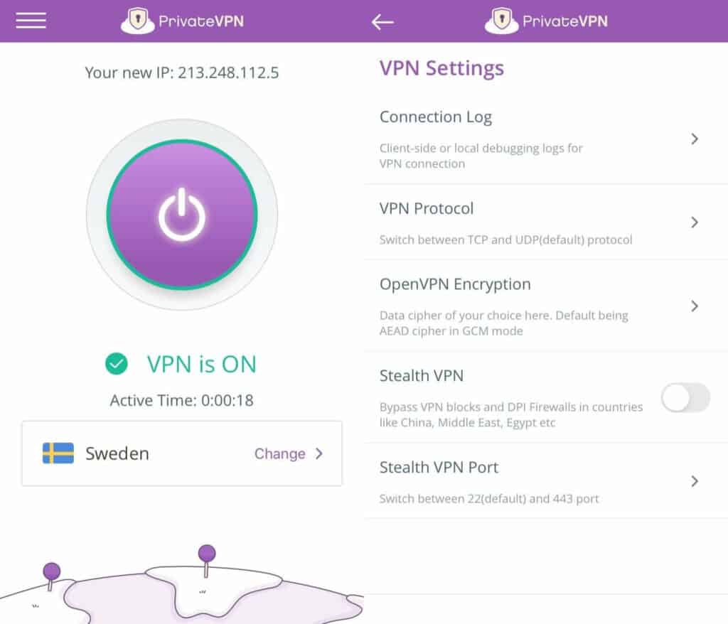 PrivateVPN 모바일 앱