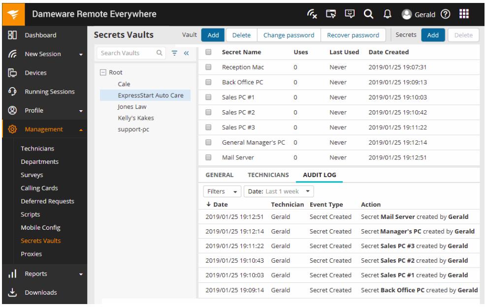 SolarWinds Dameware Remote Everywhere - Bóveda de los secretos
