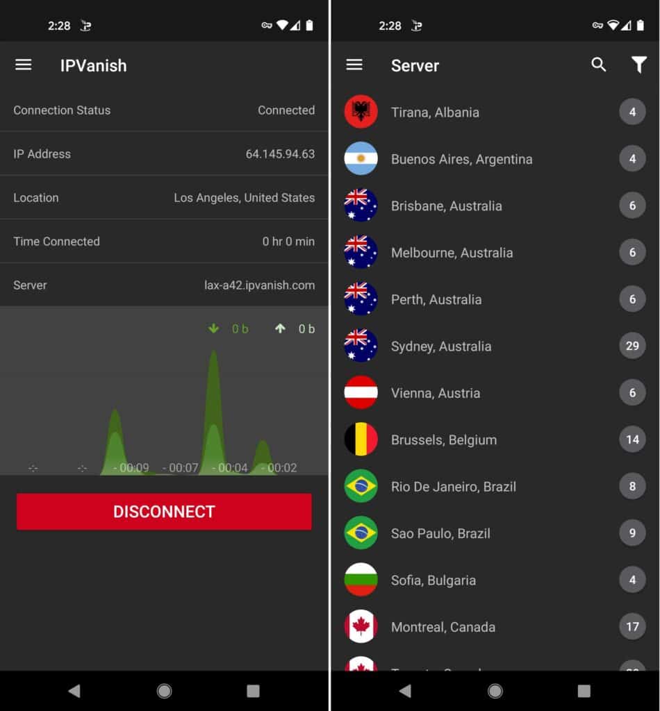 versione mobile di ipvanish per android
