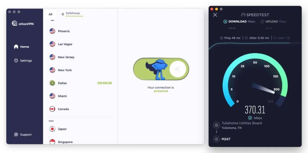 Atlas VPN – Geschwindigkeitstest