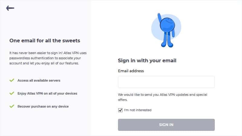 Atlas VPN – Anmeldung