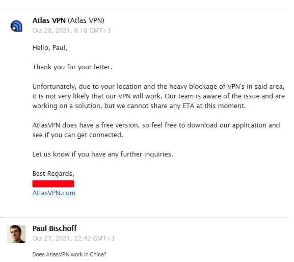 Support von Atlas VPN