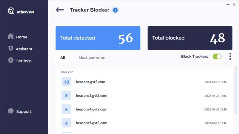 Atlas VPN – Tracking-Verhinderung