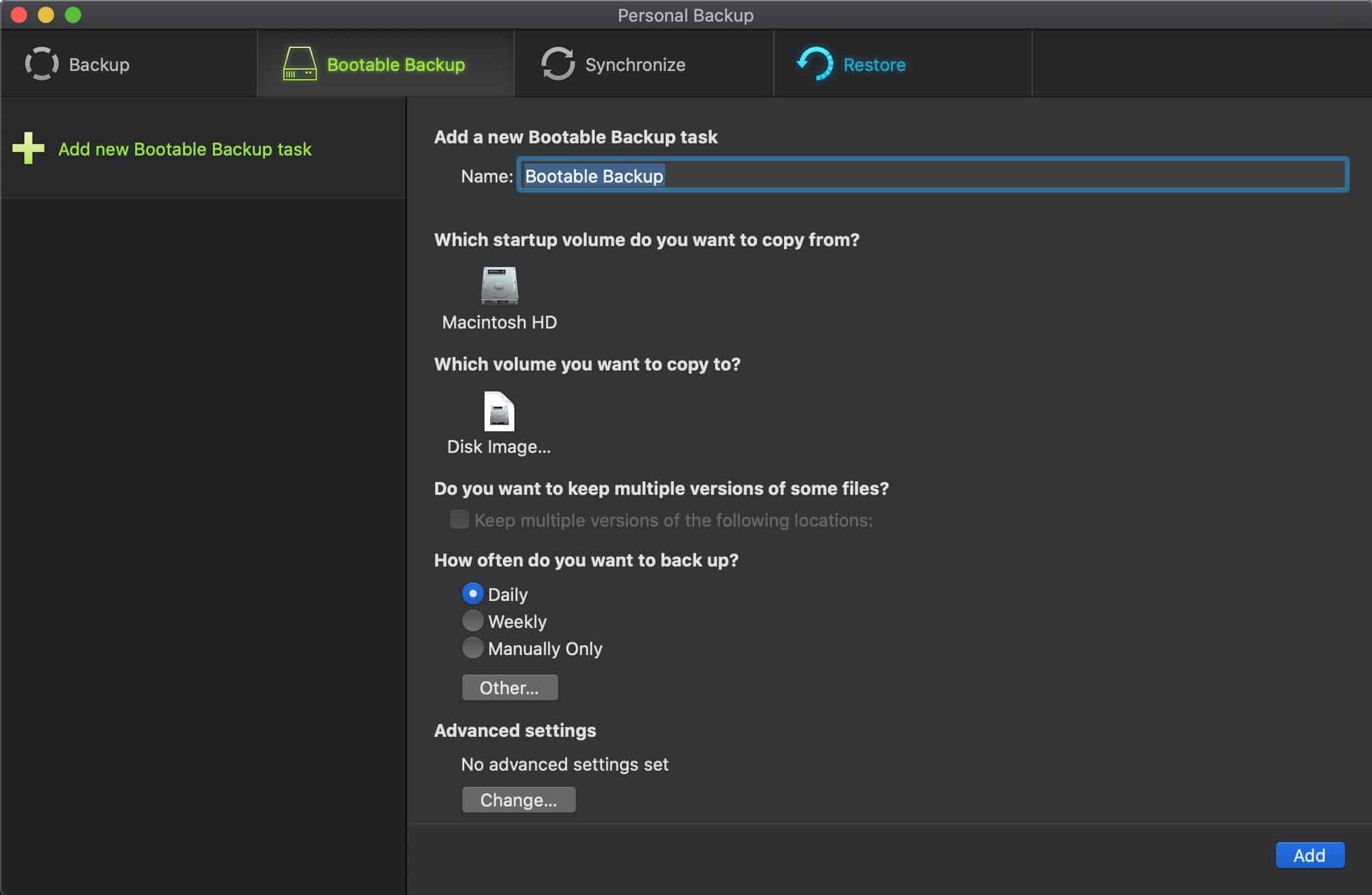 Intego - Personal Backup - Bootable Backup