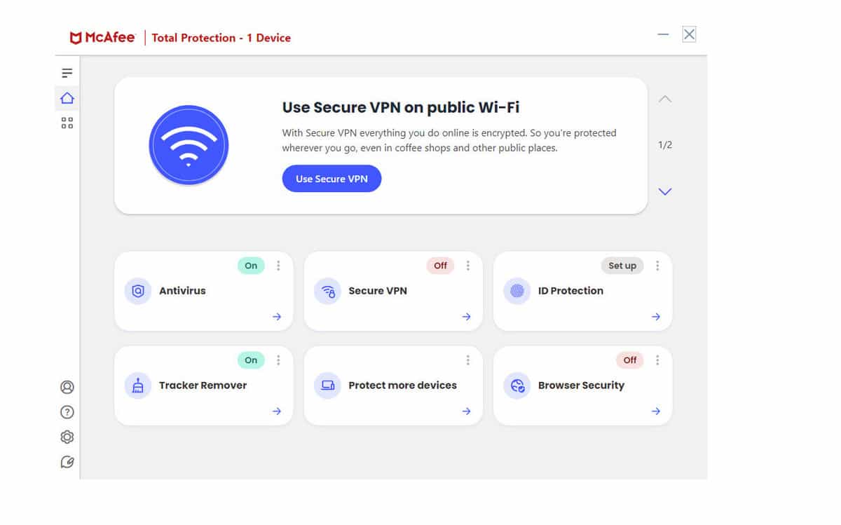 mcafee dashboard