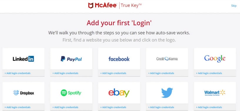 McAfee password manager
