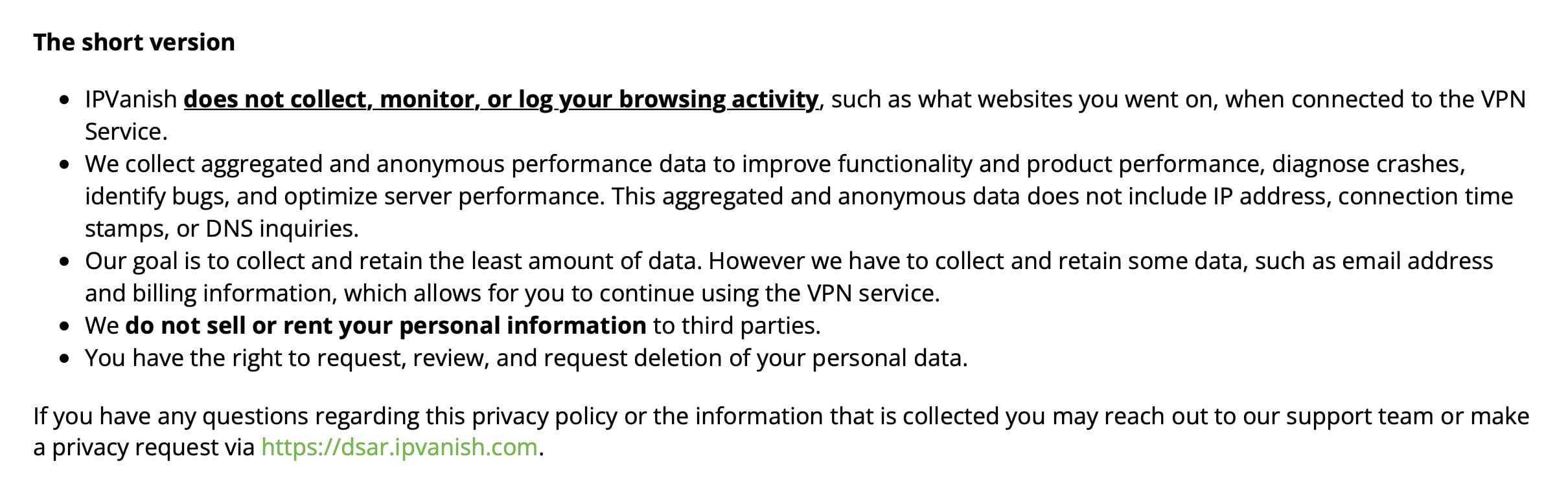 IPVanish - Politica sulla privacy