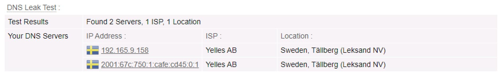 NordVPN – Test DNS – Sans VPN
