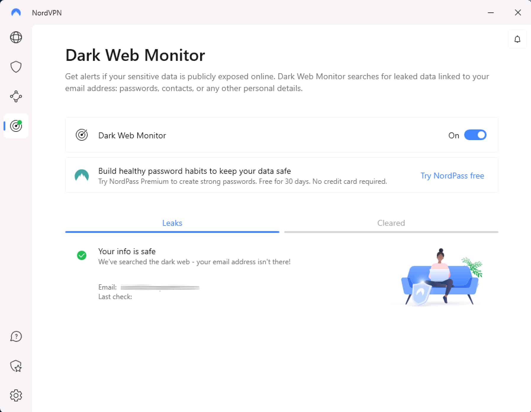 NordVPN – Dark Web Monitor – Actif