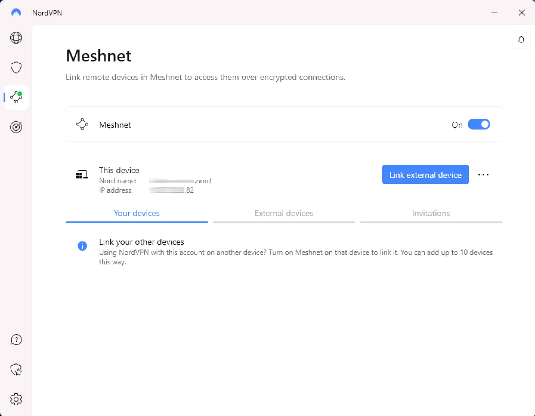 NordVPN – Meshnet – Actif