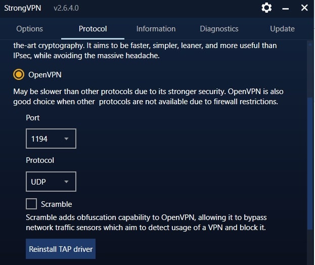 Die StrongVPN Scramble-Funktion