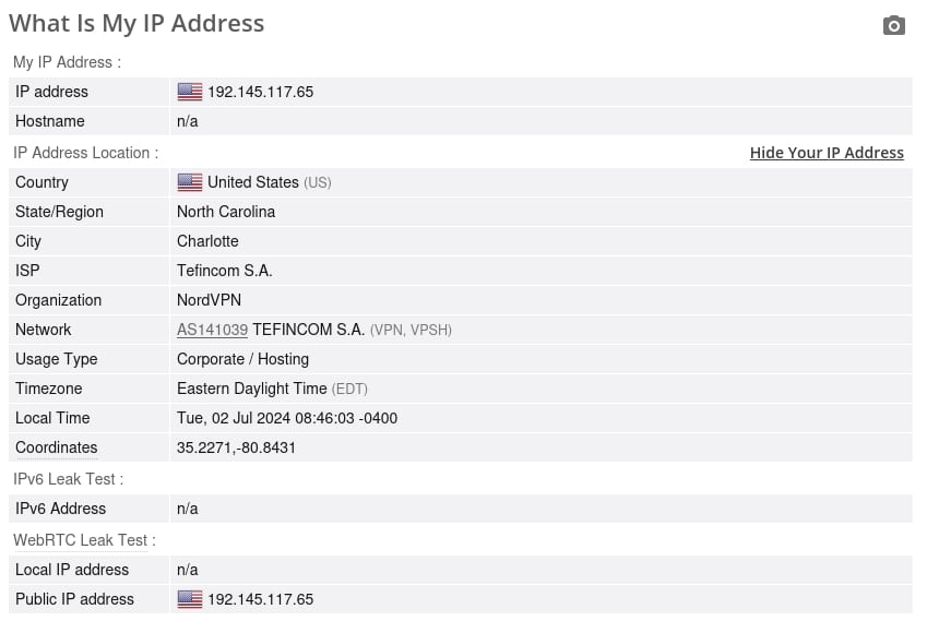 Pruebas de fugas de NordVPN IPv4 e IPv6