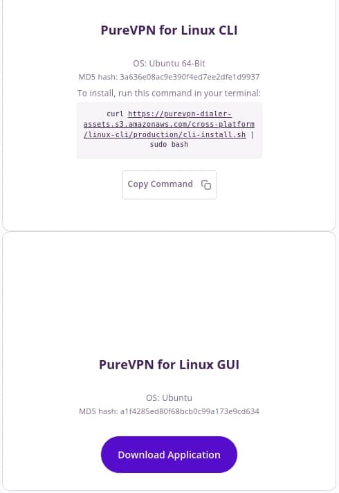 PureVPN tiene dos opciones para Linux.
