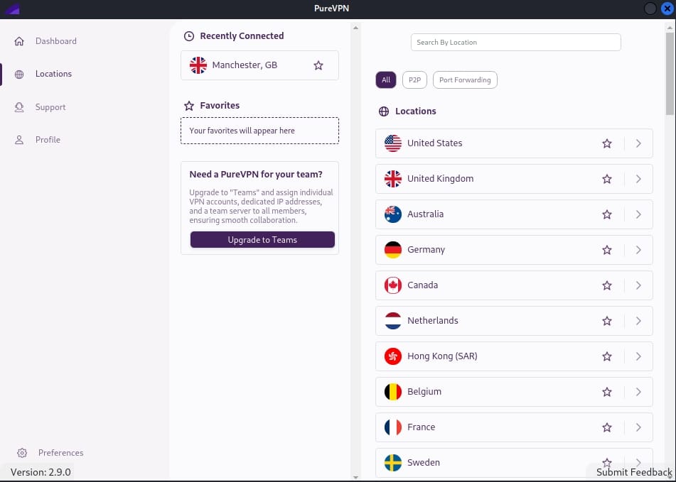 PureVPN tiene servidores en 66 países.