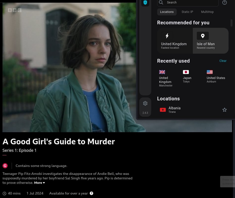 Mire BBC iPlayer con un servidor Surfshark del Reino Unido.