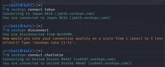 Cambiar entre servidores NordVPN