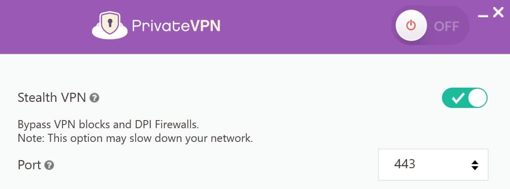 PrivateVPN 스텔스 VPN 기능