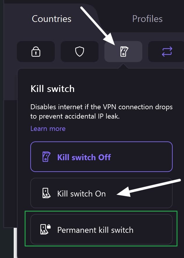 ProtonVPN 킬 스위치
