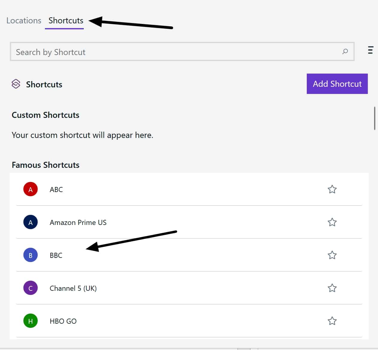PureVPN shortcuts