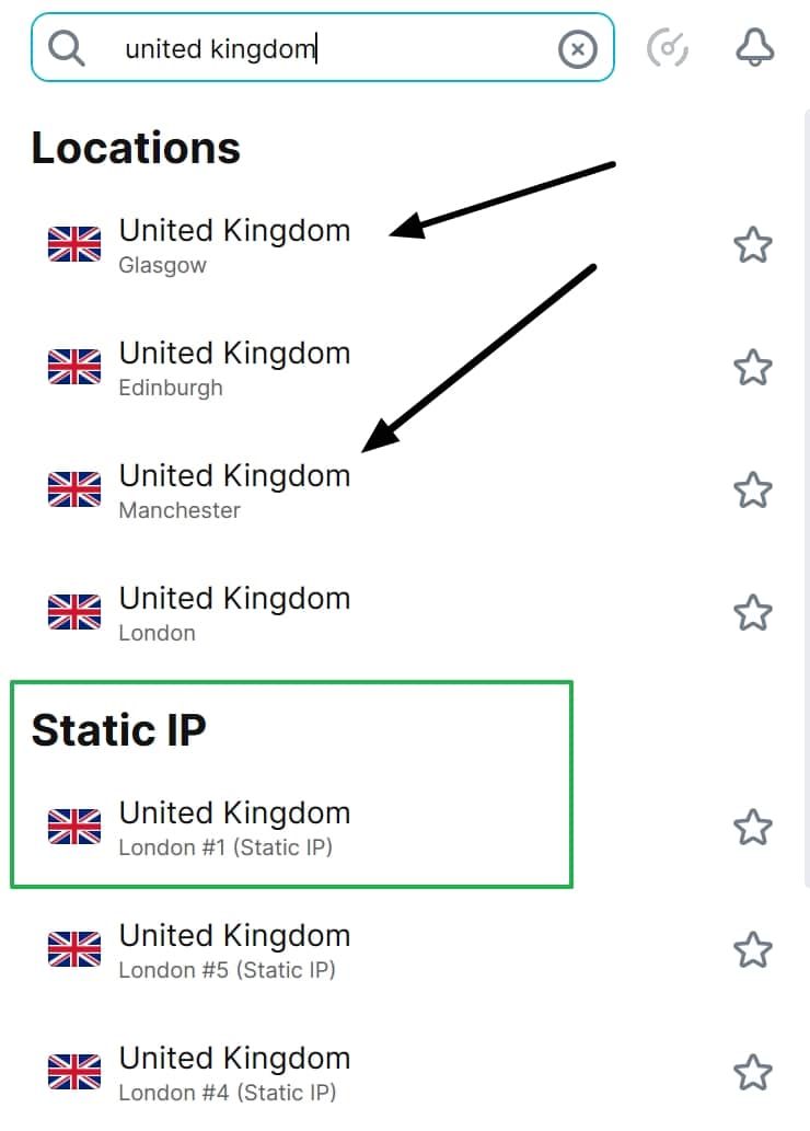 Surfshark UK servers