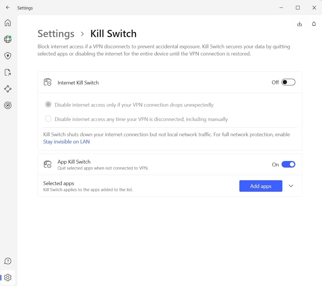 사용자 정의 가능한 킬 스위치 기능을 제공하는 NordVPN
