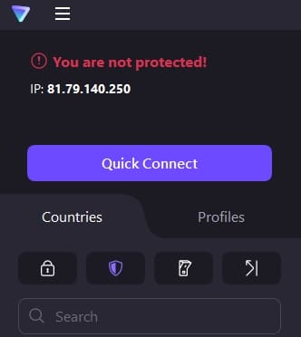 대시보드를 통해 이용 가능한 ProtonVPN 기능
