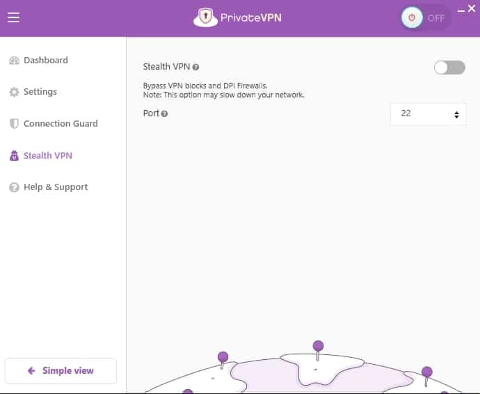 PrivateVPN의 스텔스 VPN.
