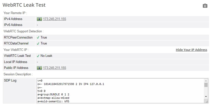 WebRTC 누출 테스트.