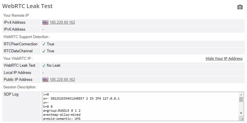 WebRTC 누출 테스트.