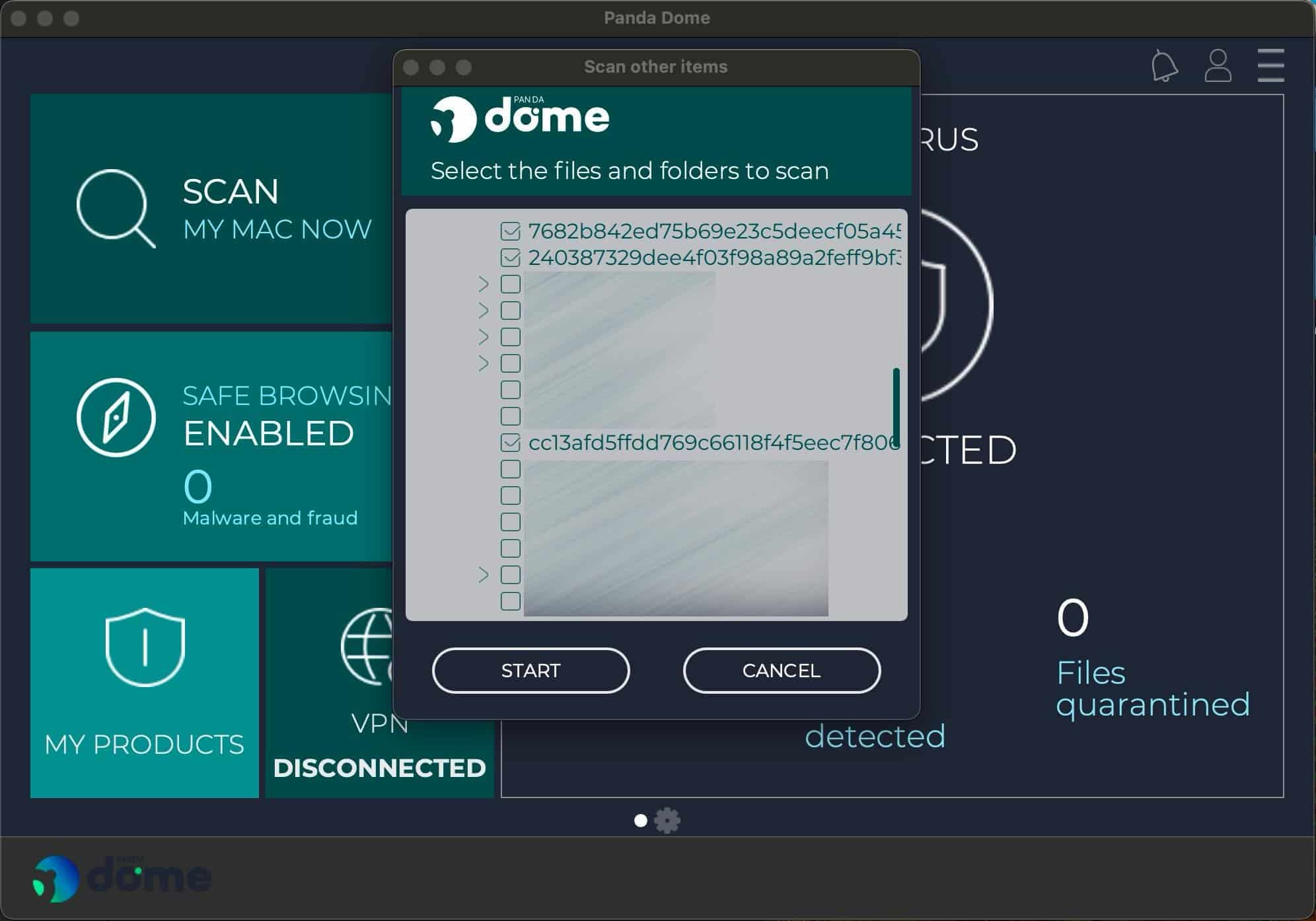 Panda antivirus - Custom Scan - File Picker