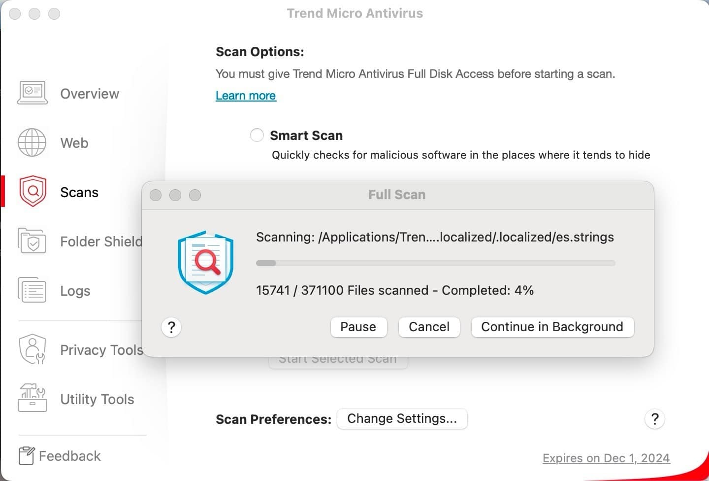 Trend Micro - Scan Running