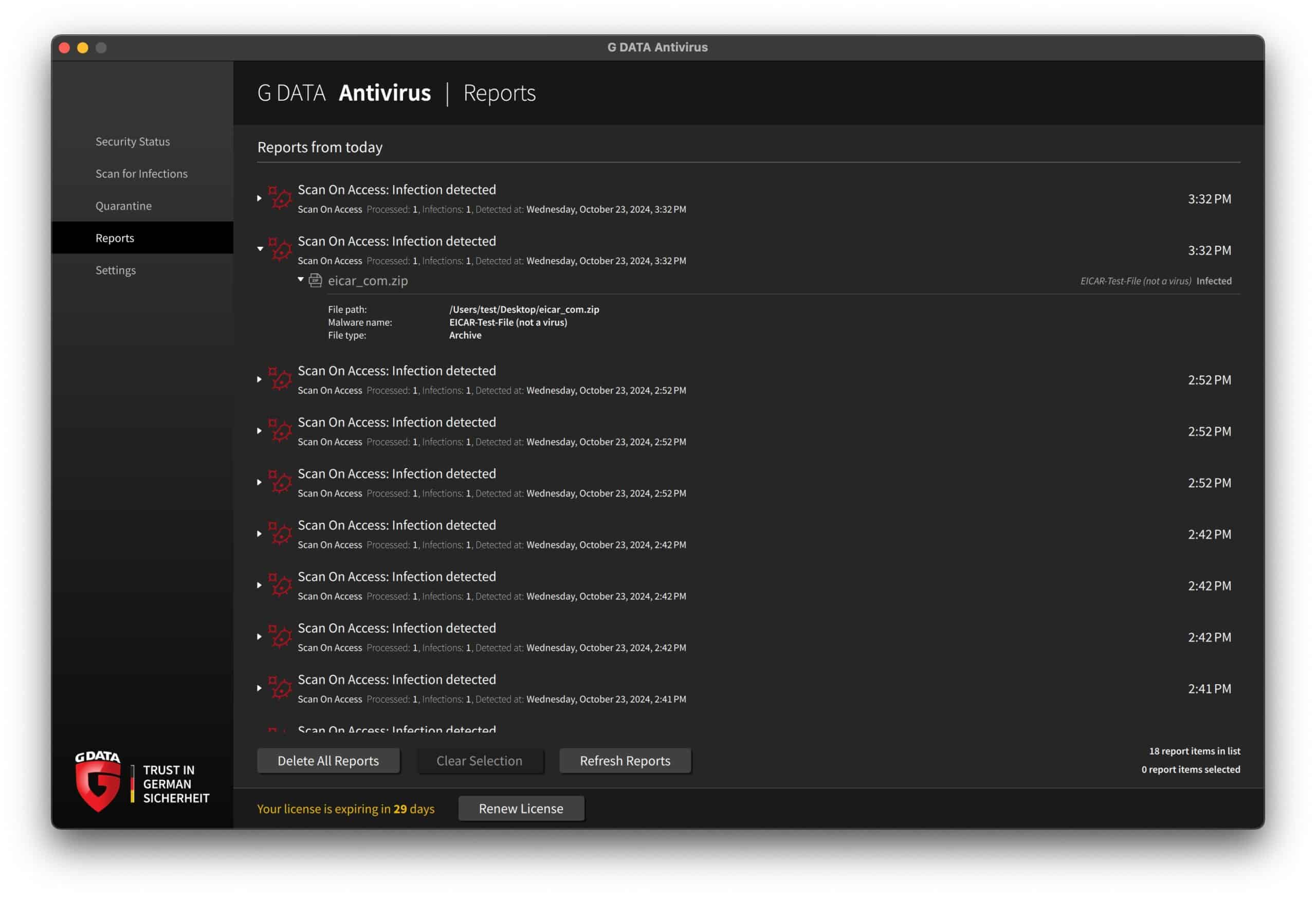 GData - Reports Menu - Details