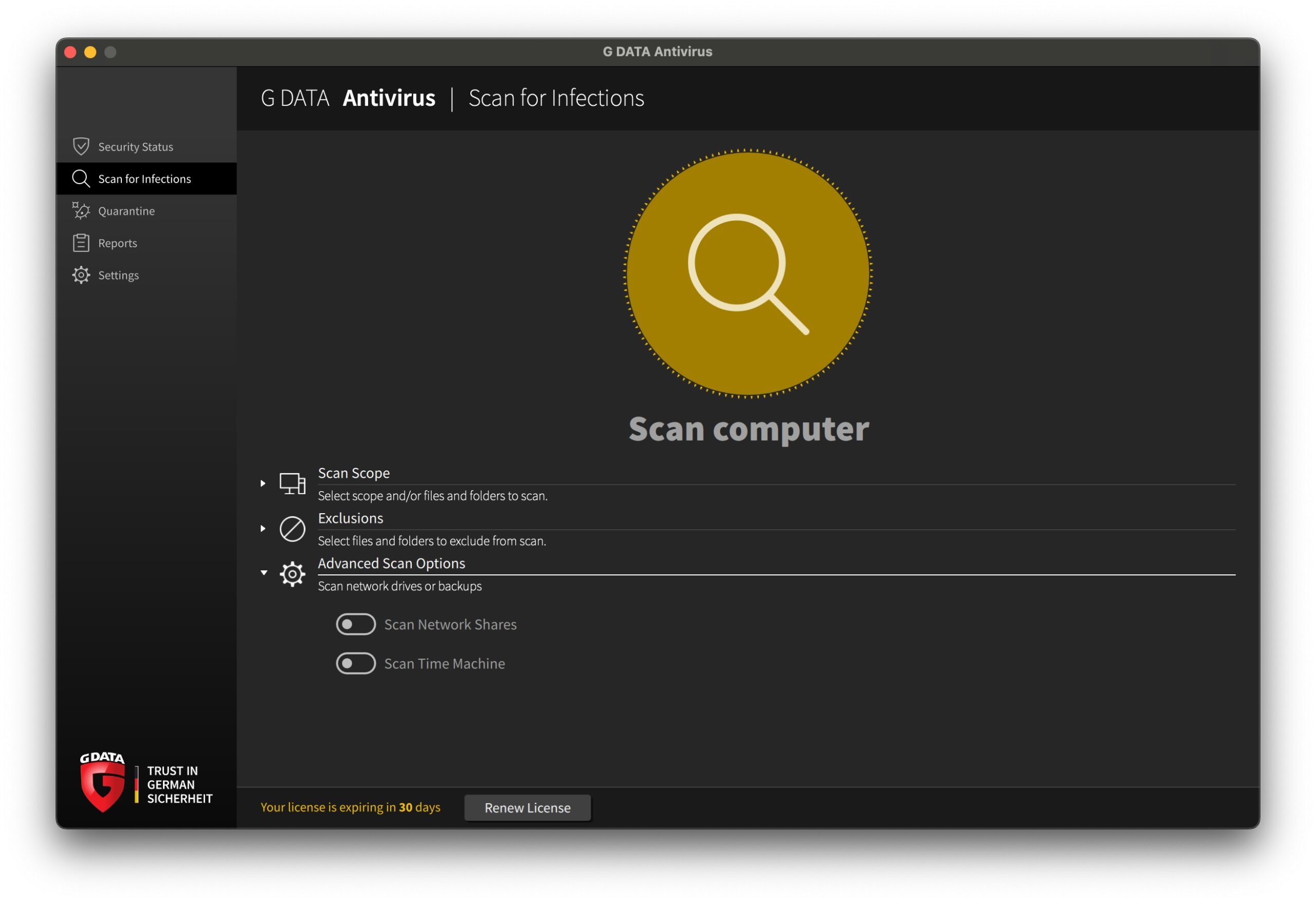 GData - Advanced Scan Options
