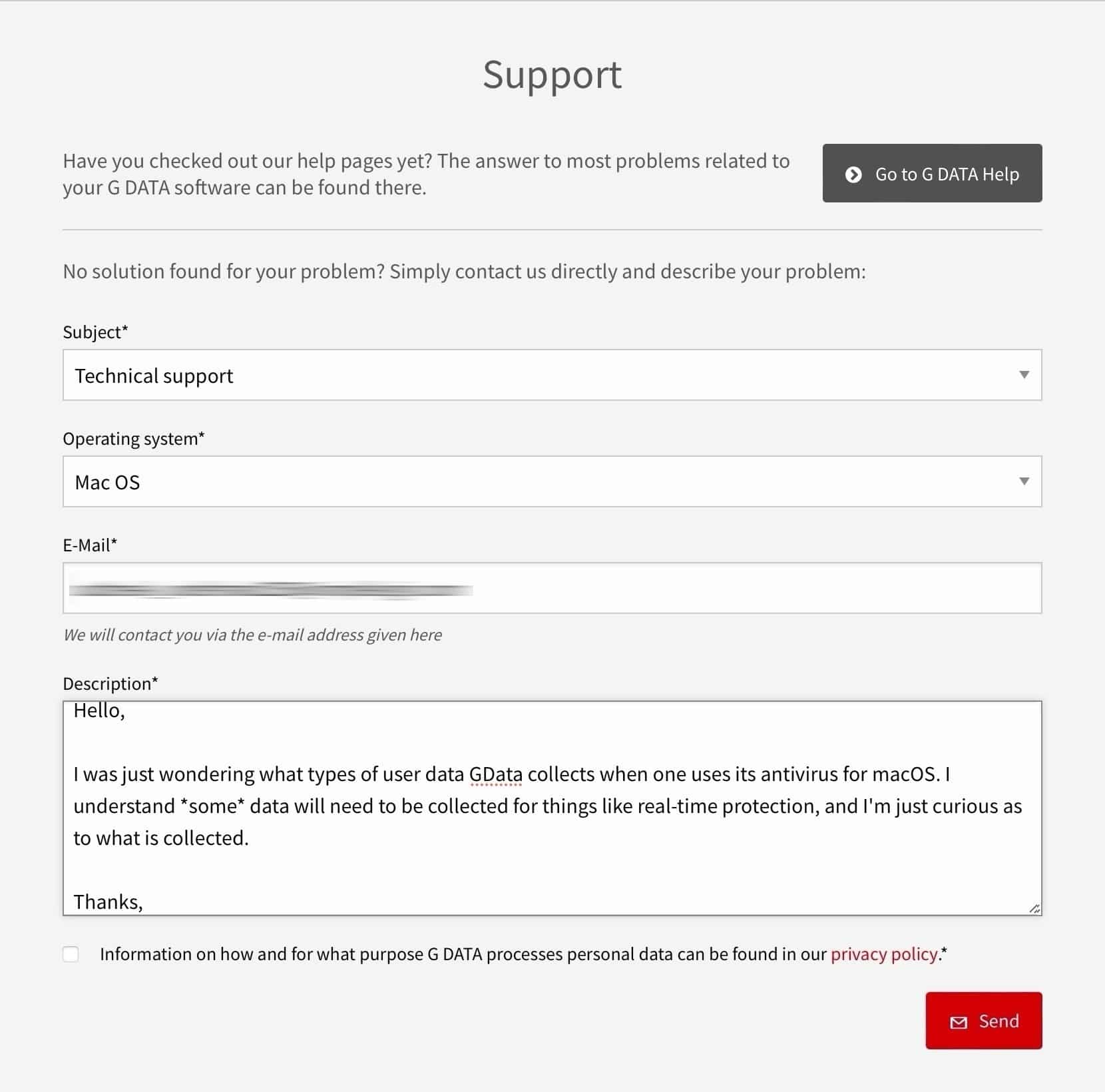 GData - Support Email