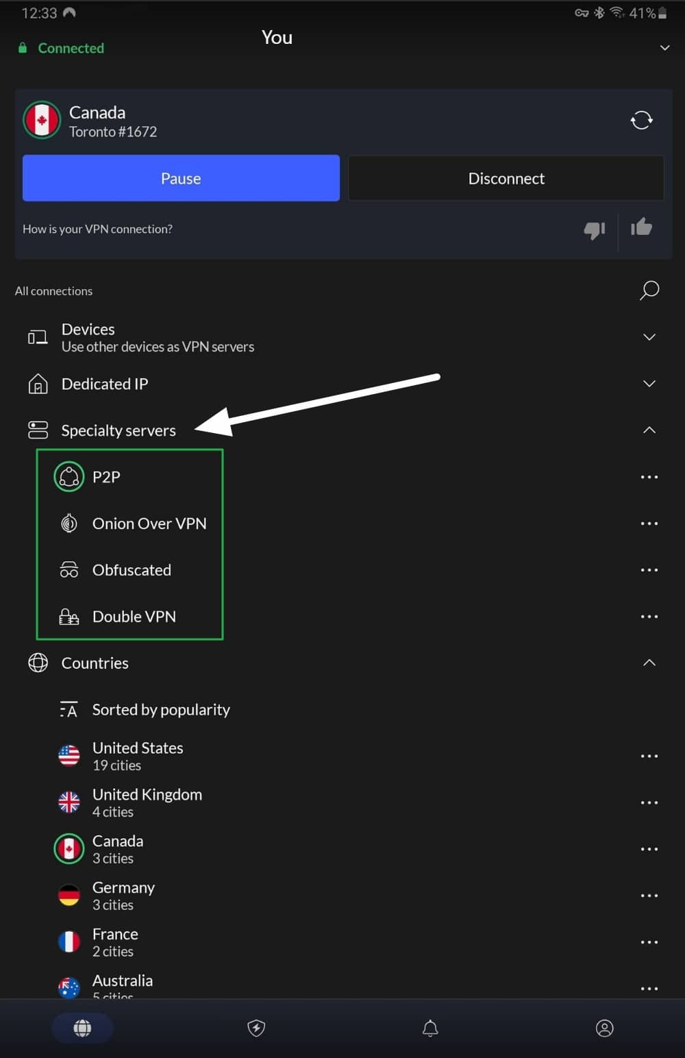 nordvpn android speciality servers