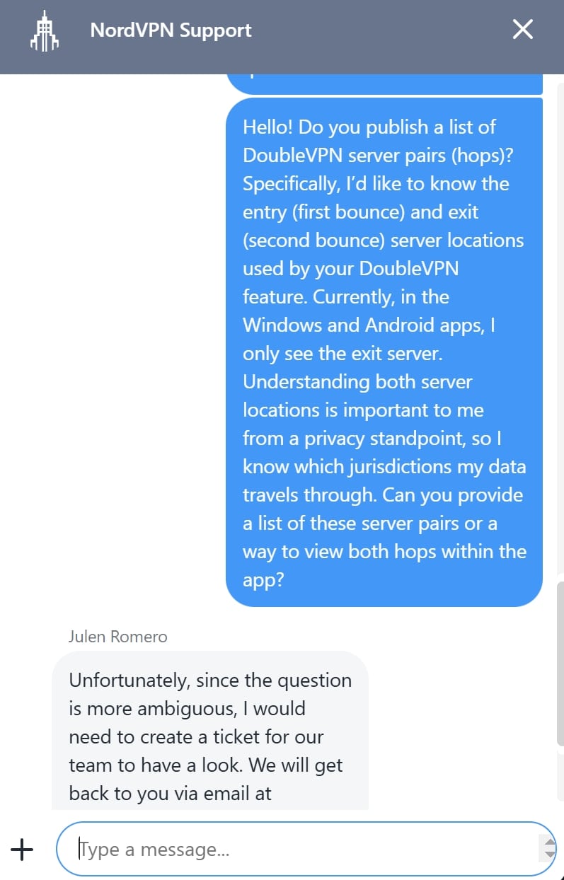 nordvpn live chat