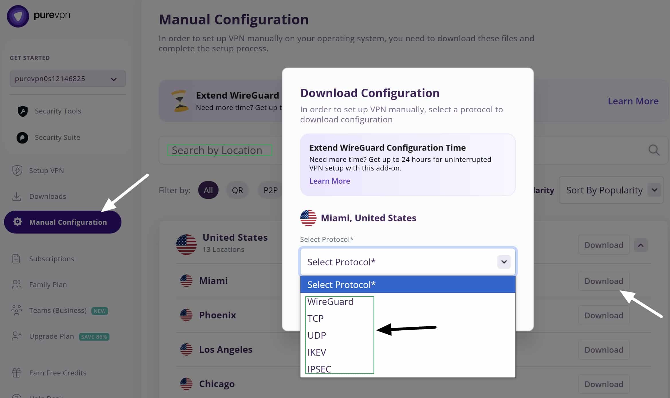 purevpn config files manual setup