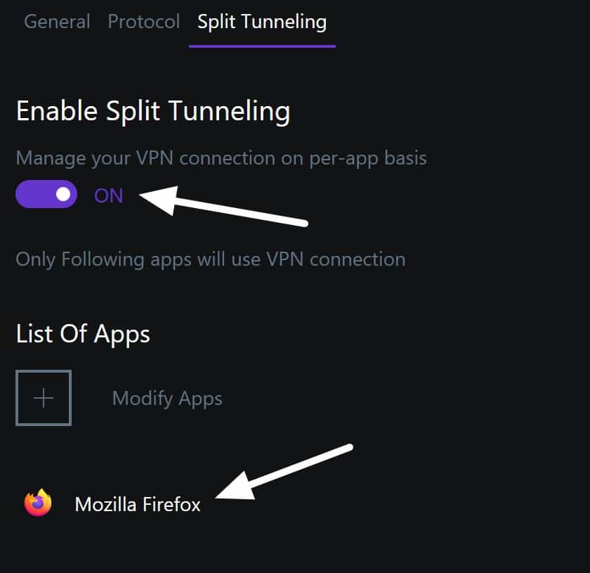 purevpn split tunneling